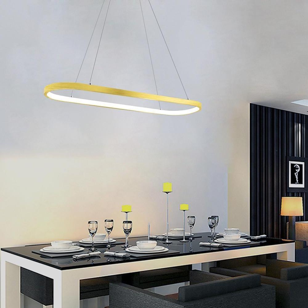 Modern Metal Pendant Light Curved Rectangular Design Dining Room