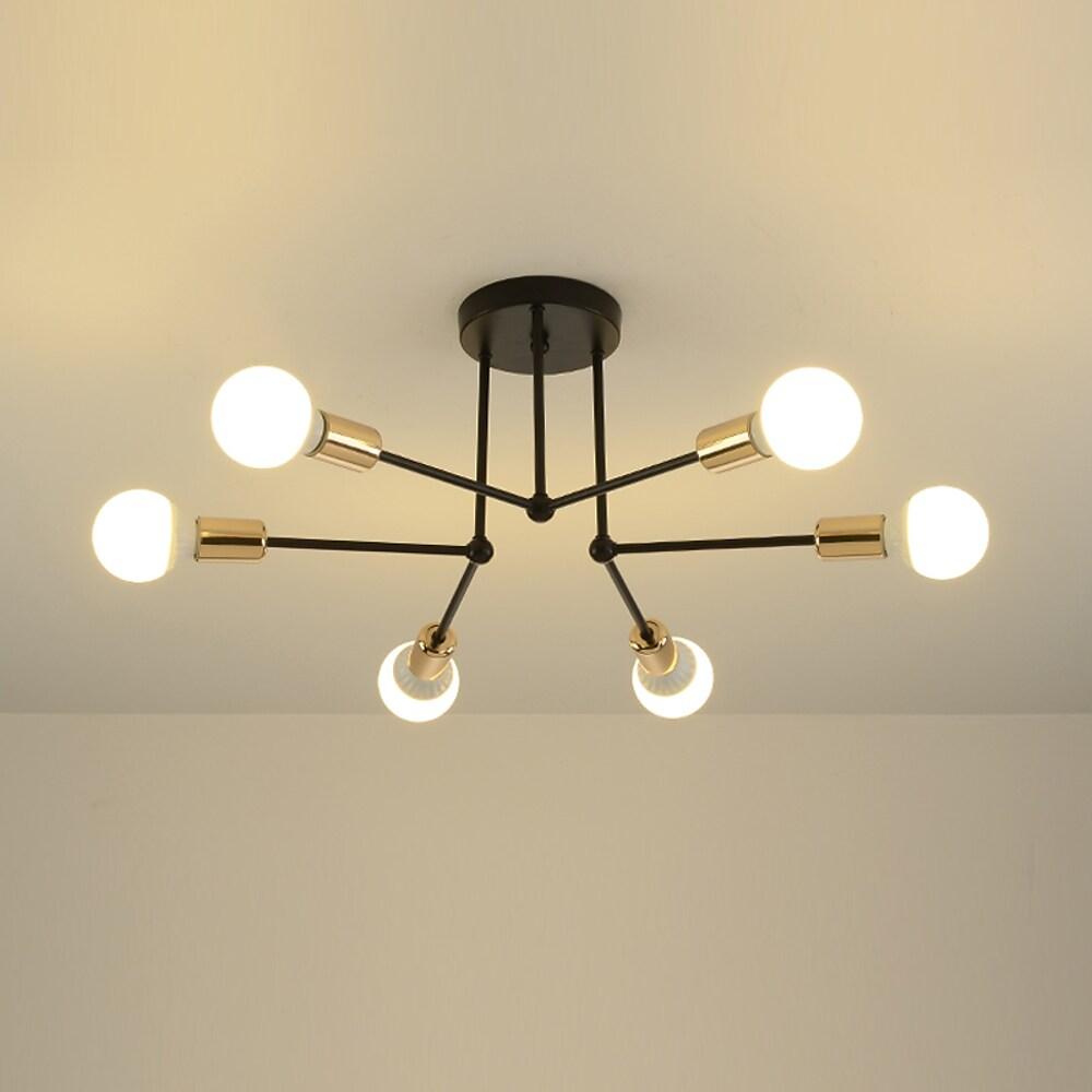 6-Light Modern Semi-Flush Ceiling Light - Metal Finish E27