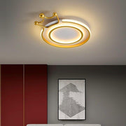 Circle Crown LED Flush Mount Ceiling Light - Modern Geometric Metal