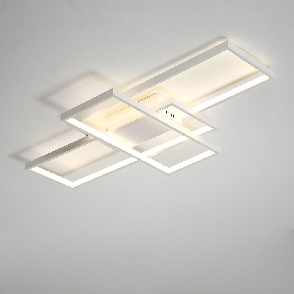 Tiered Rectangular Flush Mount LED Ceiling Light – Modern Metal