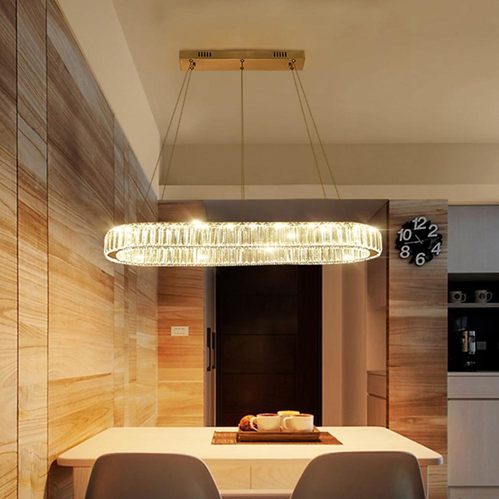 Oval Crystal Chandelier with Chrome & Gold Finish LED Pendant