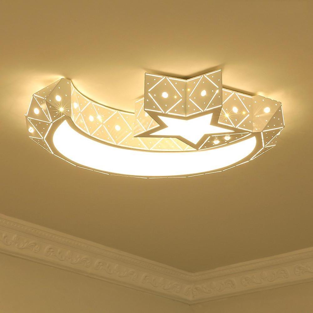 Moon Star LED Flush Mount Ceiling Light – Modern Kids Room Lighting