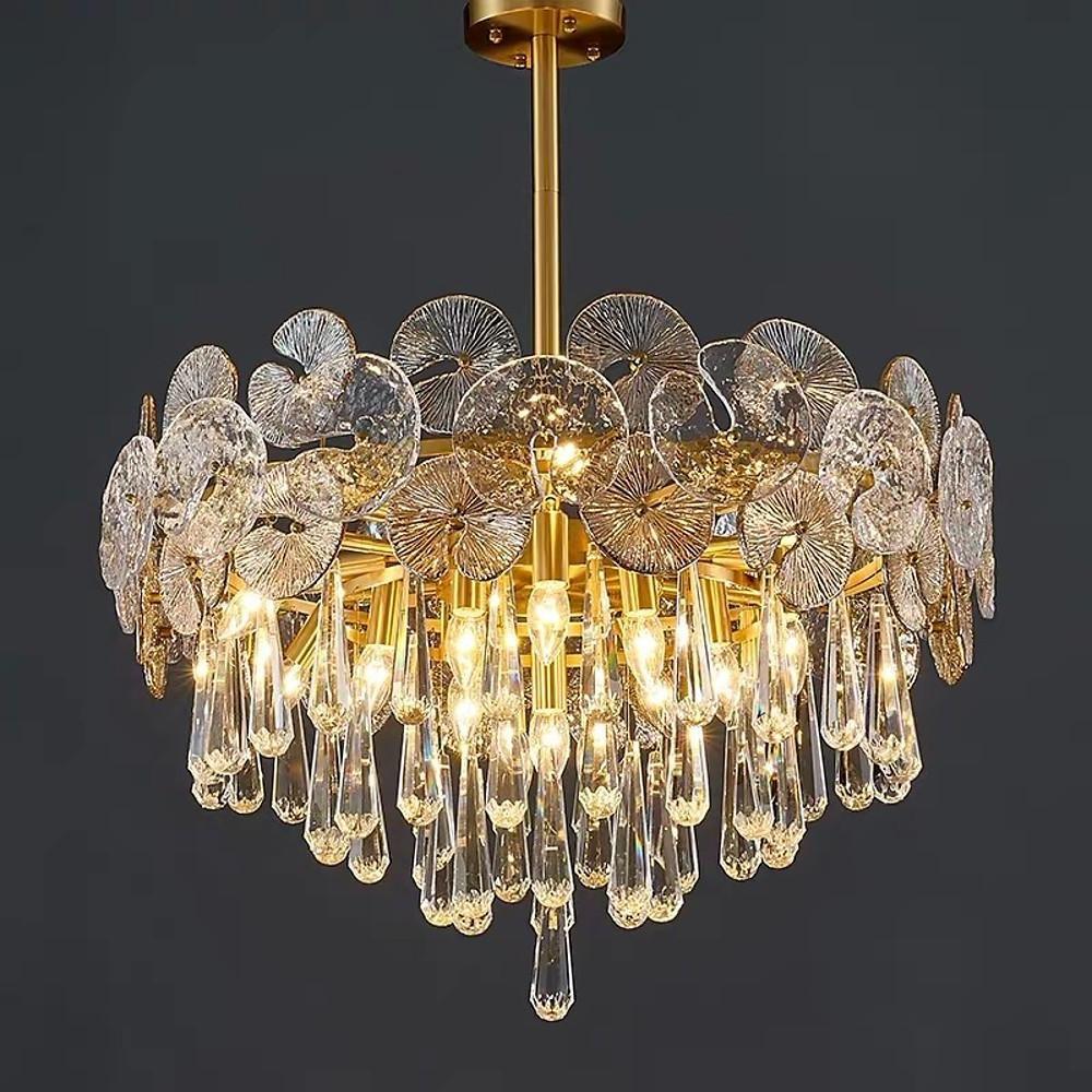 Modern Crystal Candelabra Flush Mount Ceiling Light LED 20 Inch