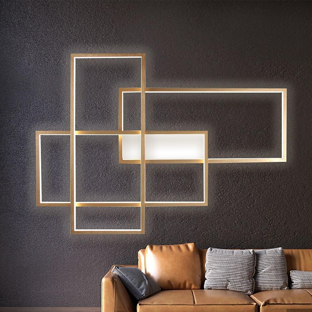 Geometric Overlapping Rectangle Aluminum LED Flush Mount Ceiling Light