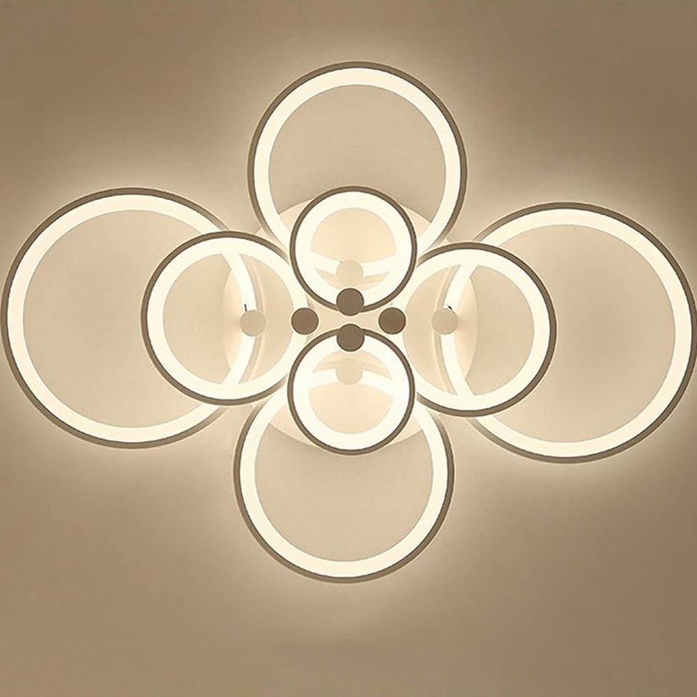 Modern Semi Flush Mount Light with Overlapping Rings - LED Ceiling