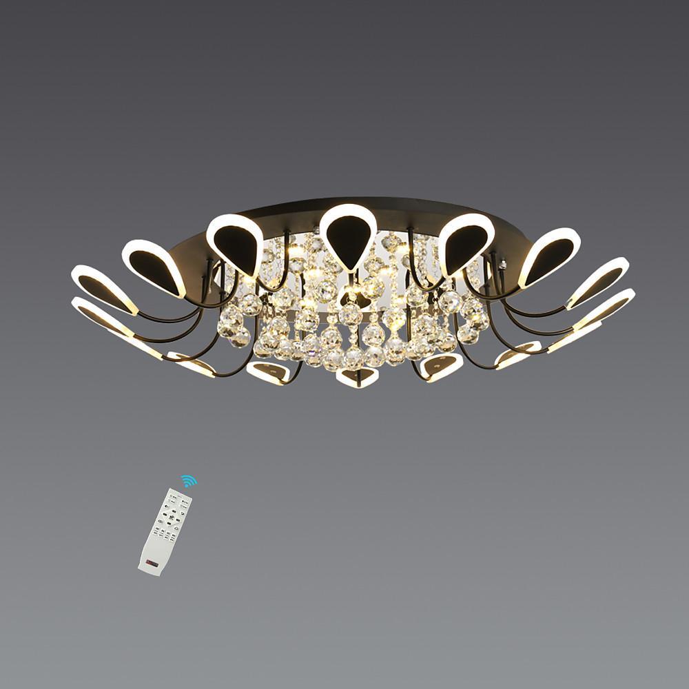 Flower Shaped Crystal Flush Mount LED Ceiling Light - Dimmable