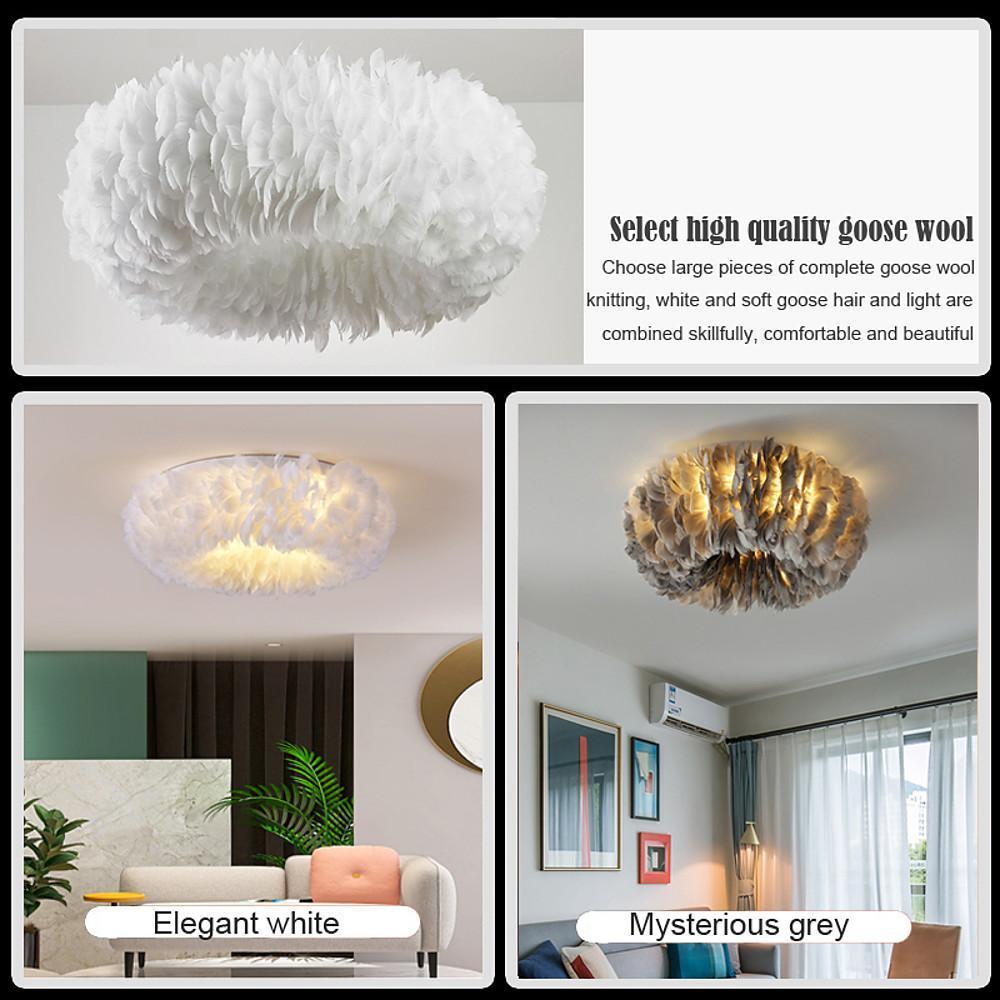 Nordic Feather Flush Mount Ceiling Light - Round LED Chandelier