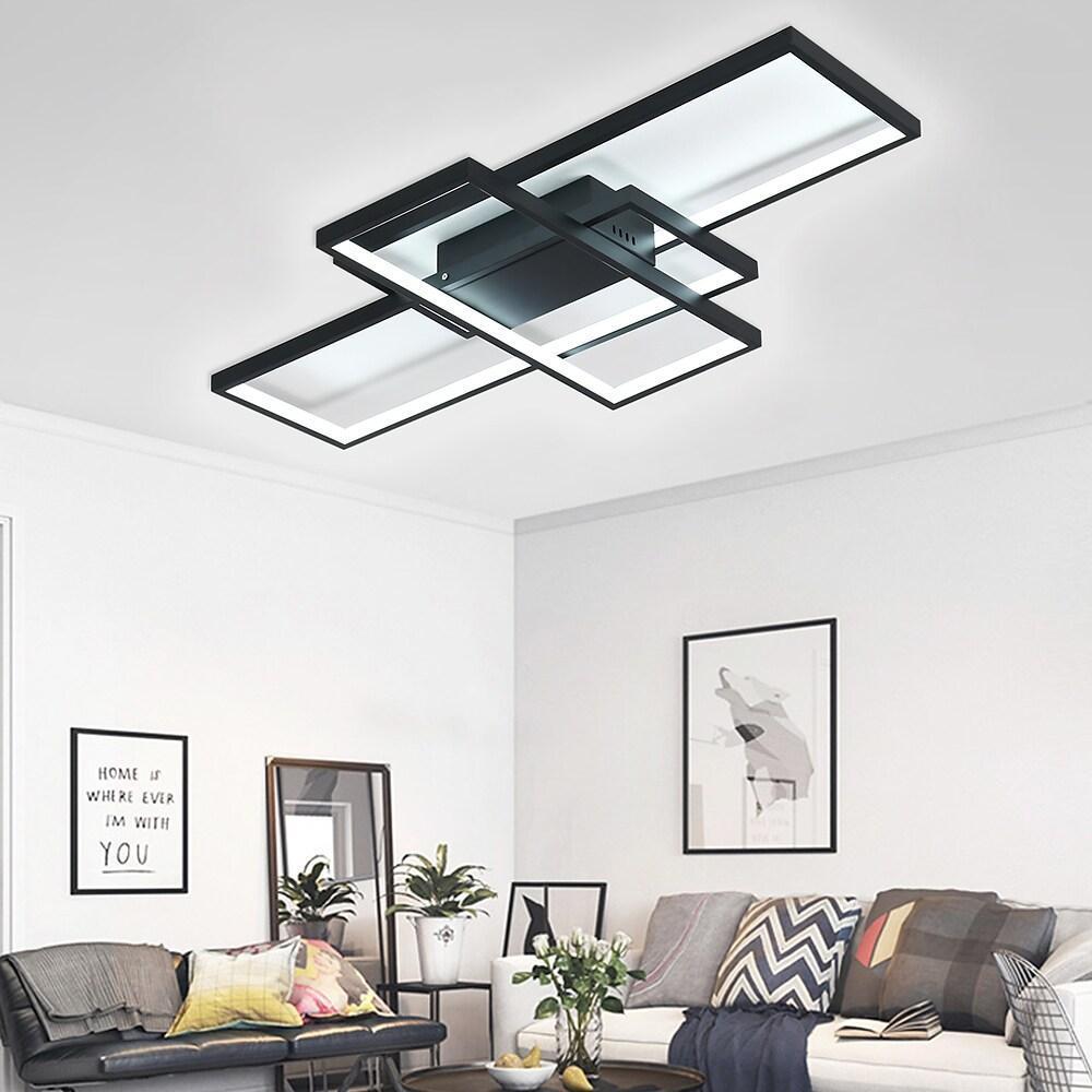Tiered Rectangular Flush Mount LED Ceiling Light – Modern Metal