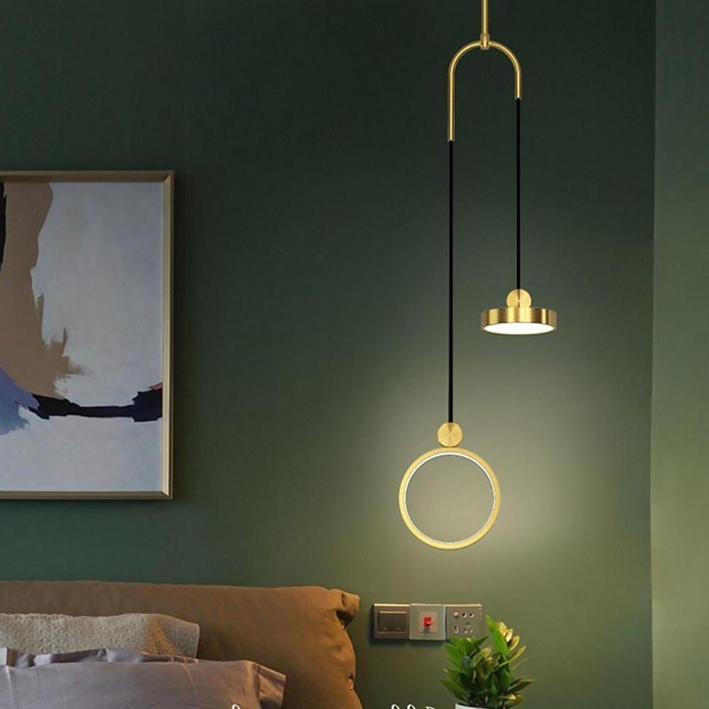 Modern 2-Circle LED Pendant Light - Metal & Acrylic Hanging Lamp