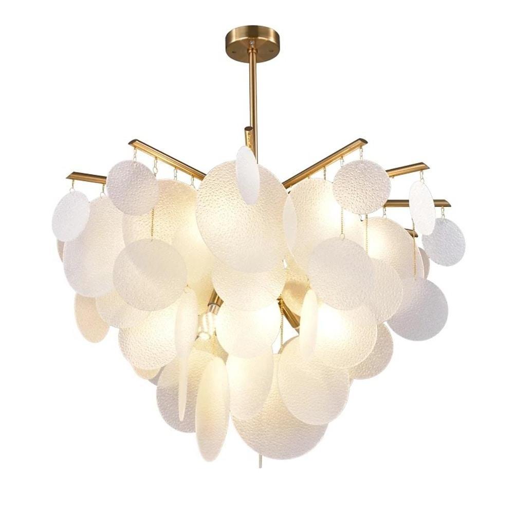Modern LED Chandelier with Layered Acrylic Panels – 6 Lights