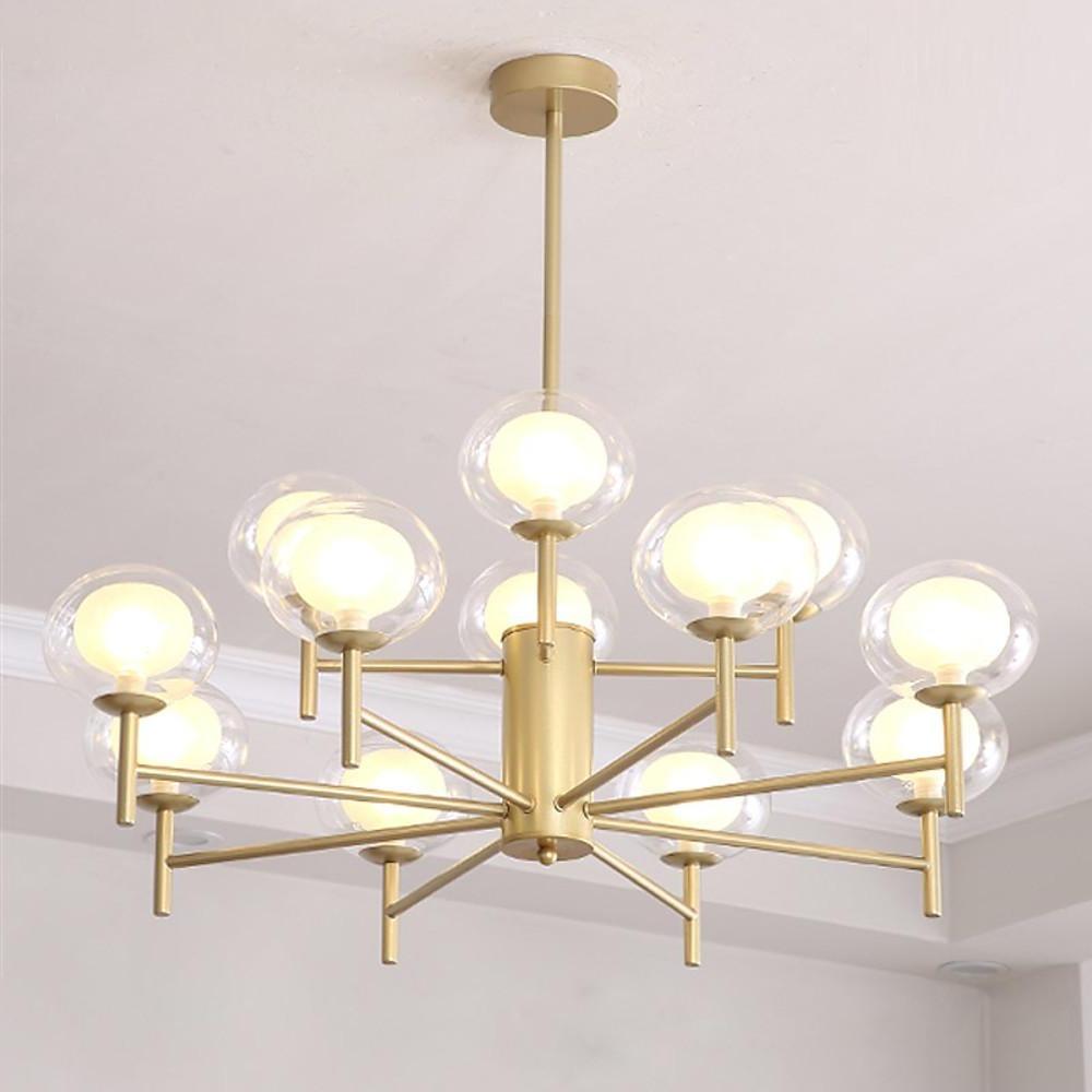 Modern Sputnik Chandelier 12-Light Metal & Glass Pendant
