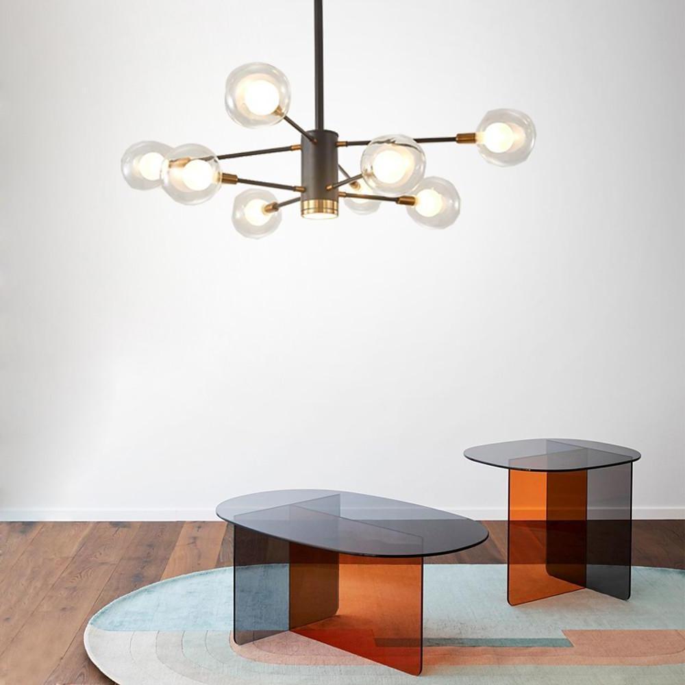 8-Light Sputnik Chandelier with Glass Shades - Modern Industrial