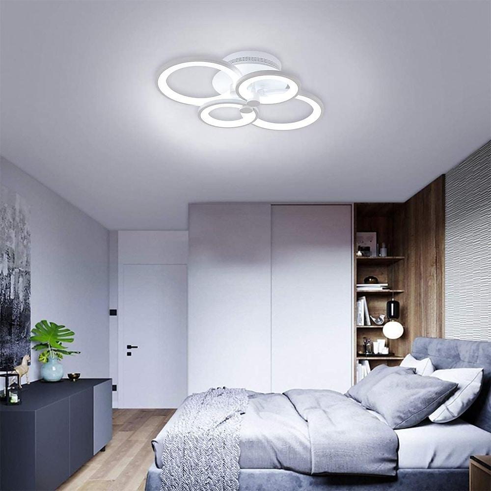 Modern Semi Flush Mount Light with Overlapping Rings - LED Ceiling