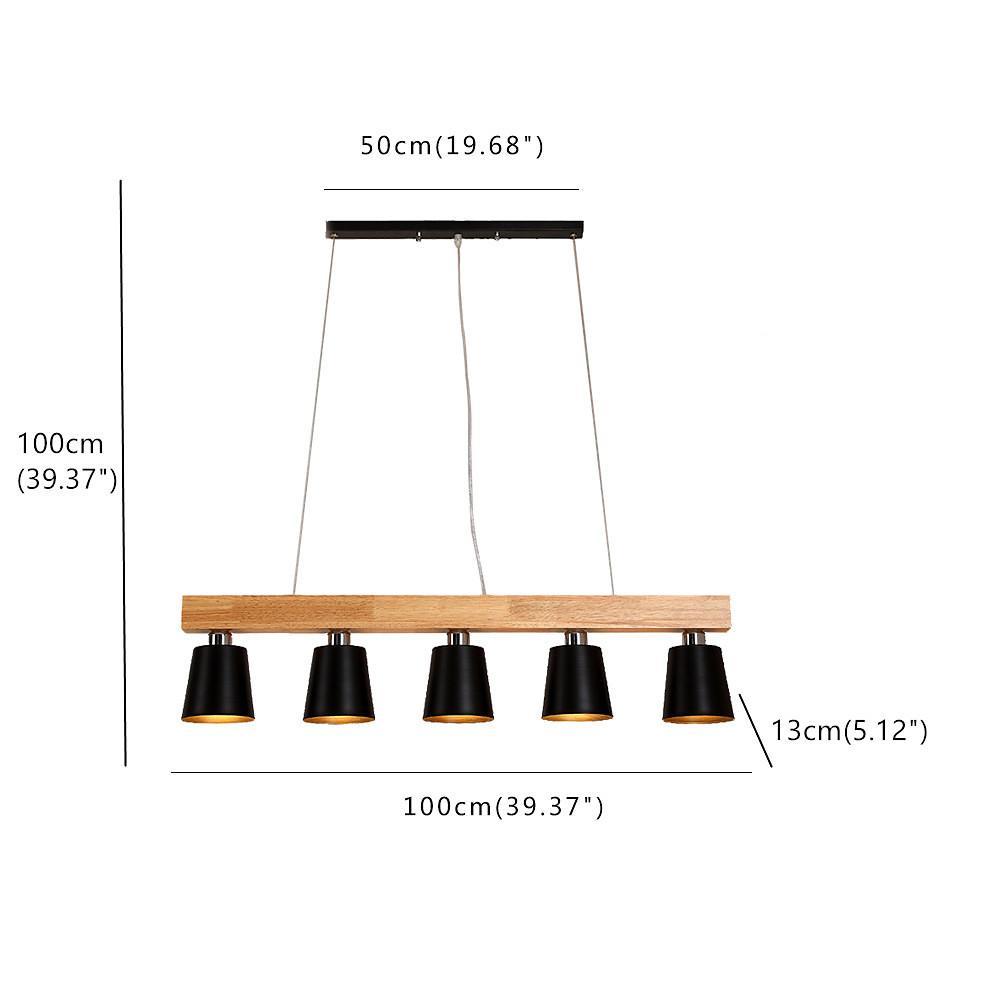 Linear Wood Chandelier 5-Light Island Kitchen Dining Room Pendant