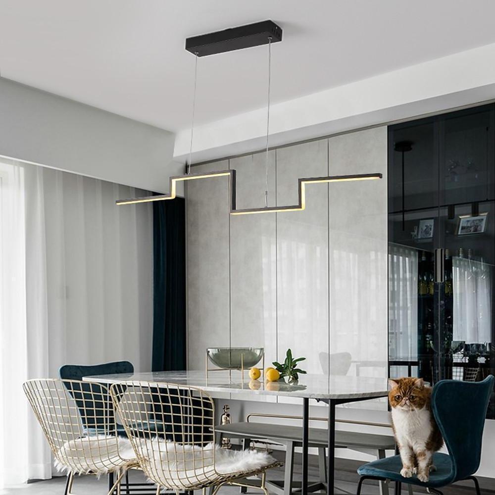 Modern Irregular Linear LED Pendant Light - Metal & PVC Design