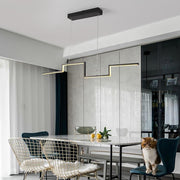 Modern Irregular Linear LED Pendant Light - Metal & PVC Design