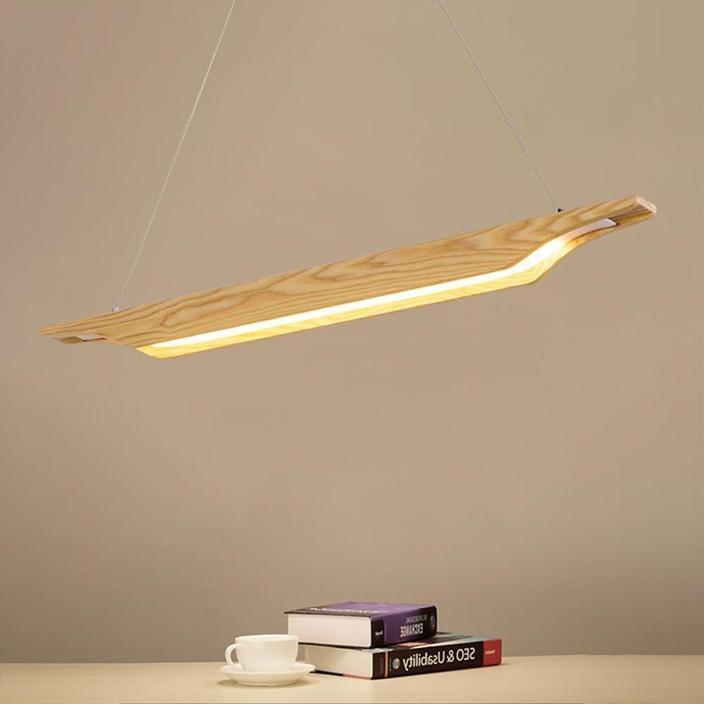 Modern Rustic Wood LED Pendant Light with Adjustable Cord