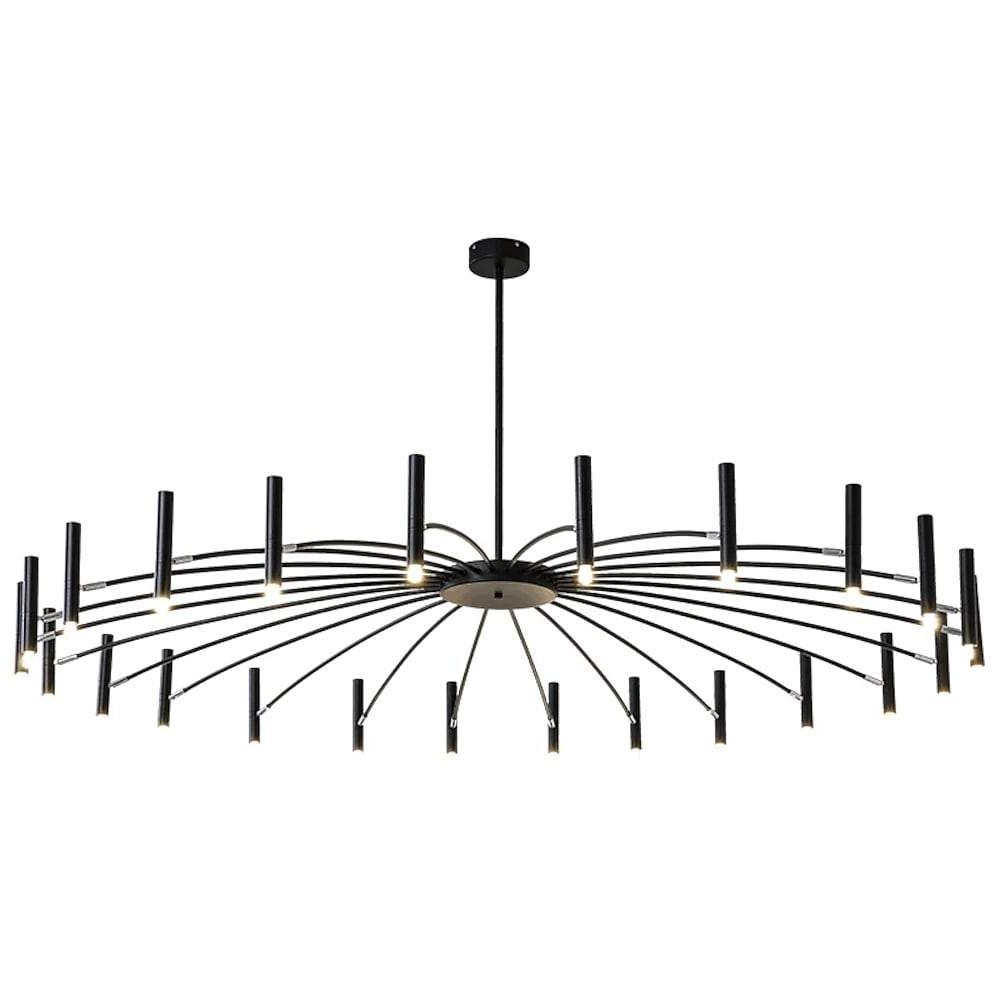Modern 24-Light Sputnik Chandelier - 63'' Black Metal with Gold Tips