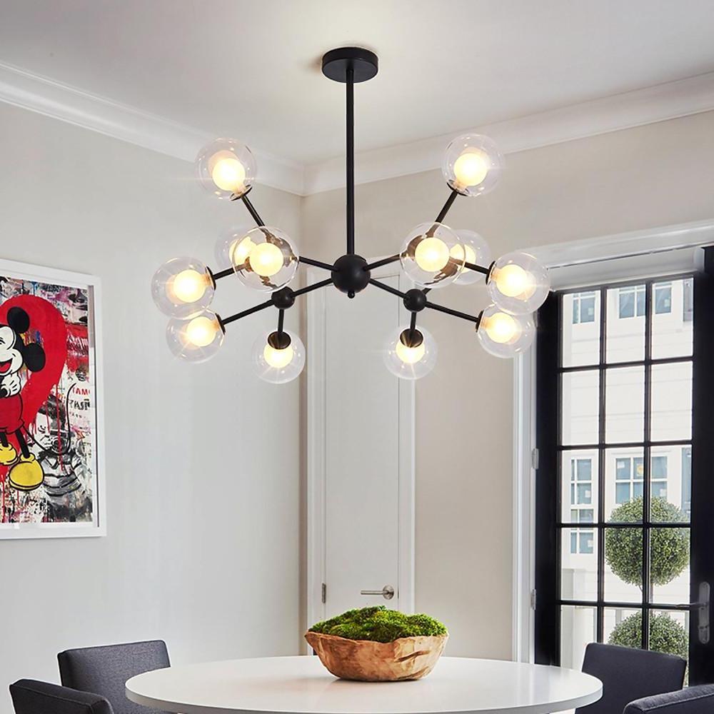Modern Sputnik Chandelier with Glass Bubble Shades - 12 Lights