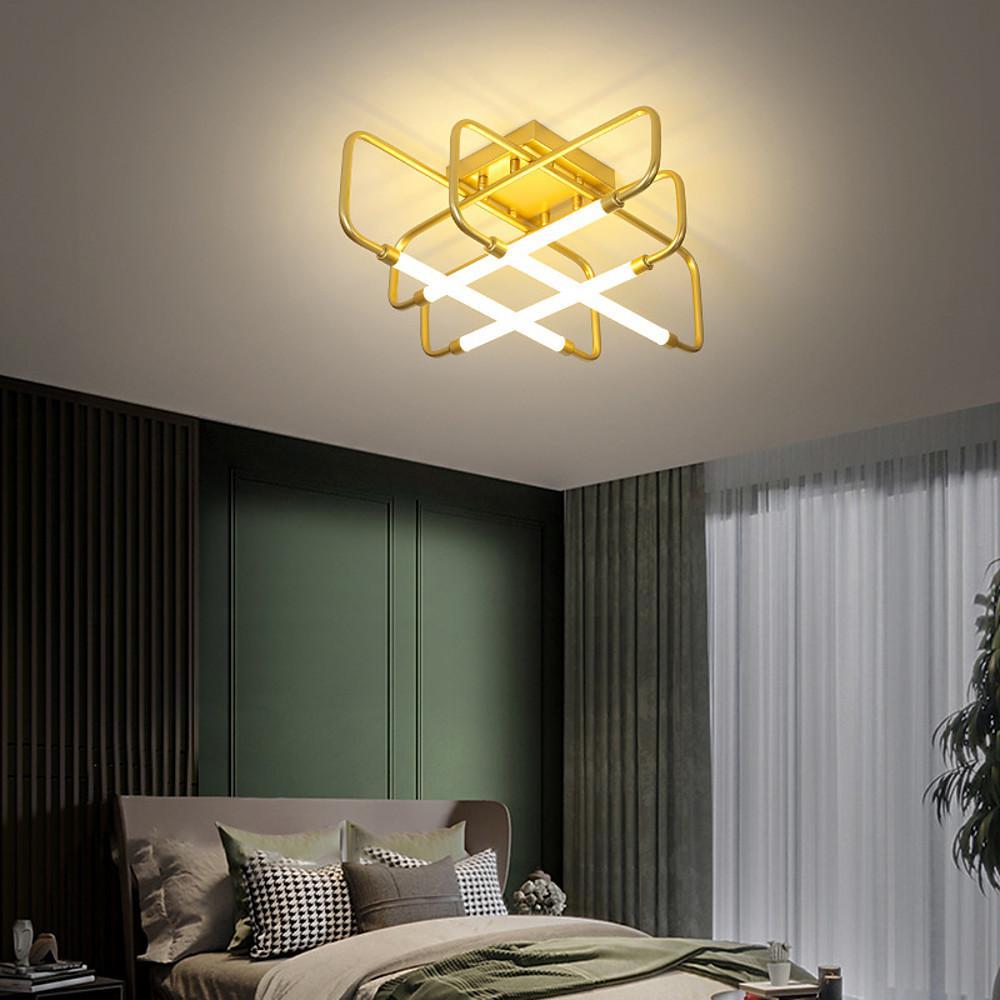 Geometric LED Flush Mount Ceiling Light with Dimmable Remote Control