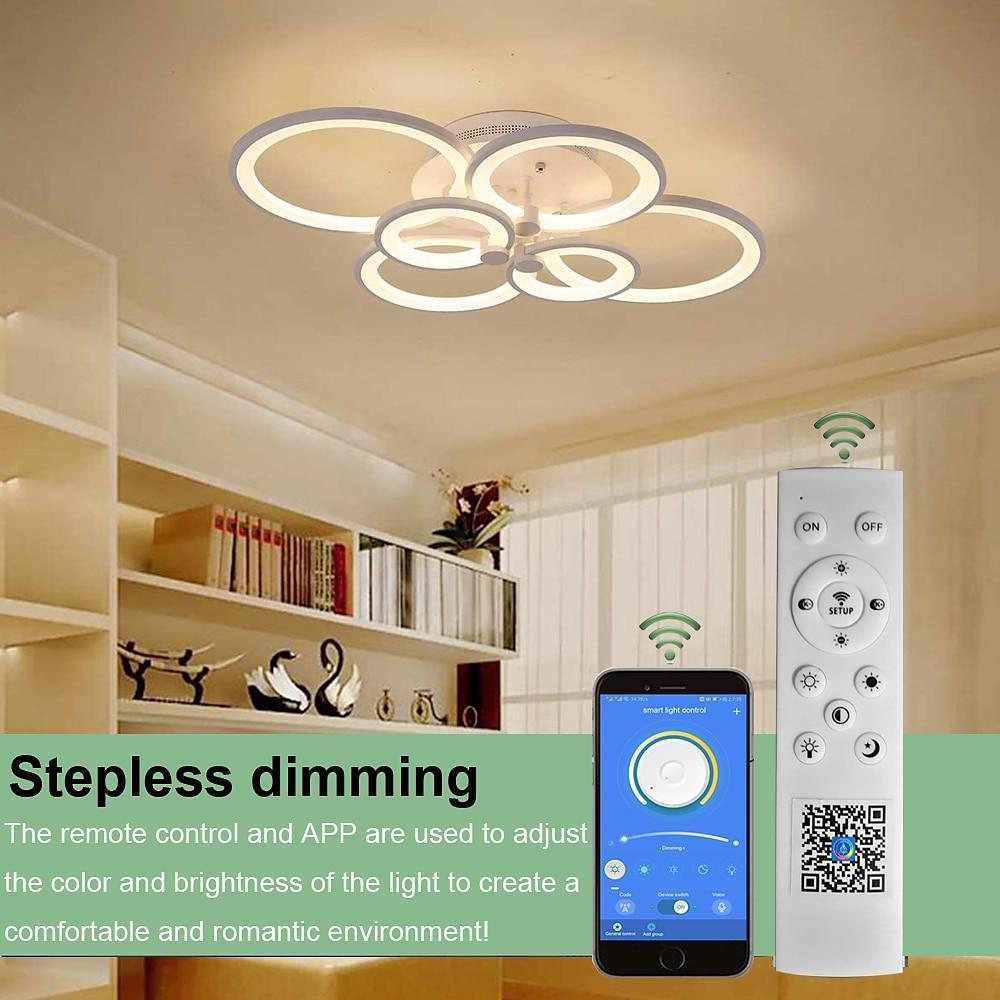 Modern Semi Flush Mount Light with Overlapping Rings - LED Ceiling