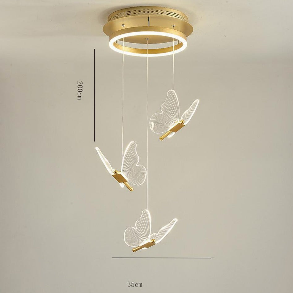 Butterfly Pendant Light Modern Acrylic Metal LED Chandelier
