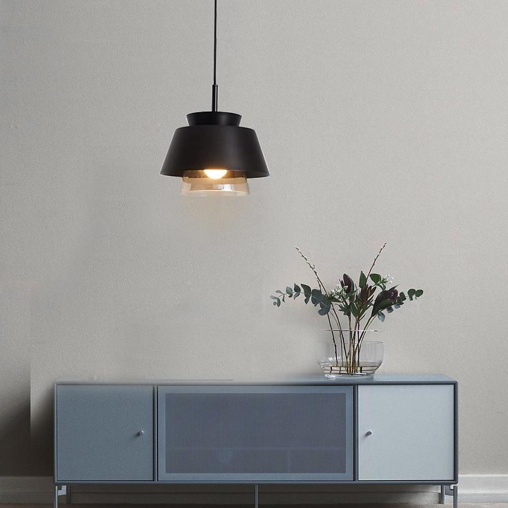 Modern Glass Pendant Light with Metal Finish & Adjustable Cord