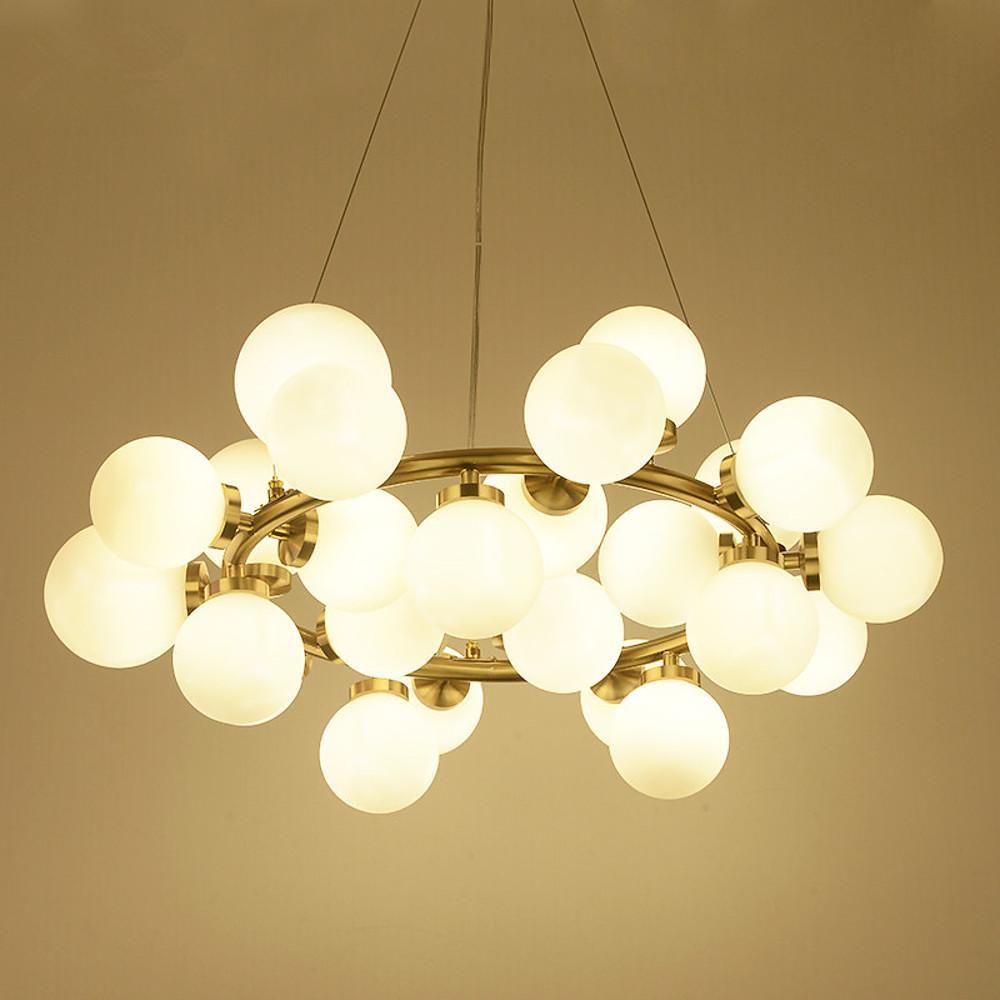 Modern Glass Globe Cluster Chandelier with Electroplated Finish