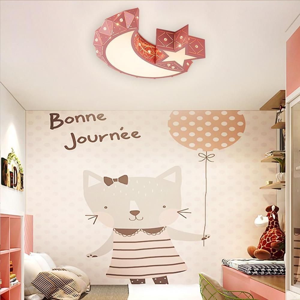 Moon Star LED Flush Mount Ceiling Light – Modern Kids Room Lighting