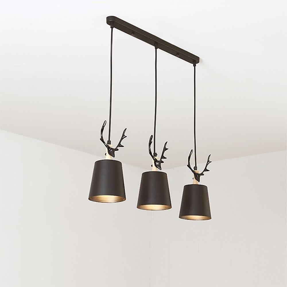 3-Light Antler Metal Pendant Chandelier - Industrial Farmhouse Style
