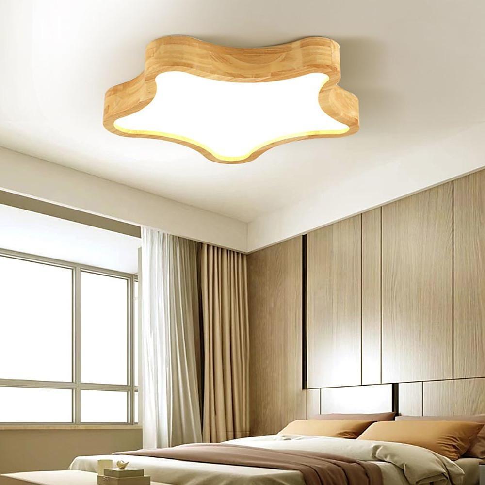 Nordic Star Flush Mount LED Ceiling Light | Wood Finish Kids Room