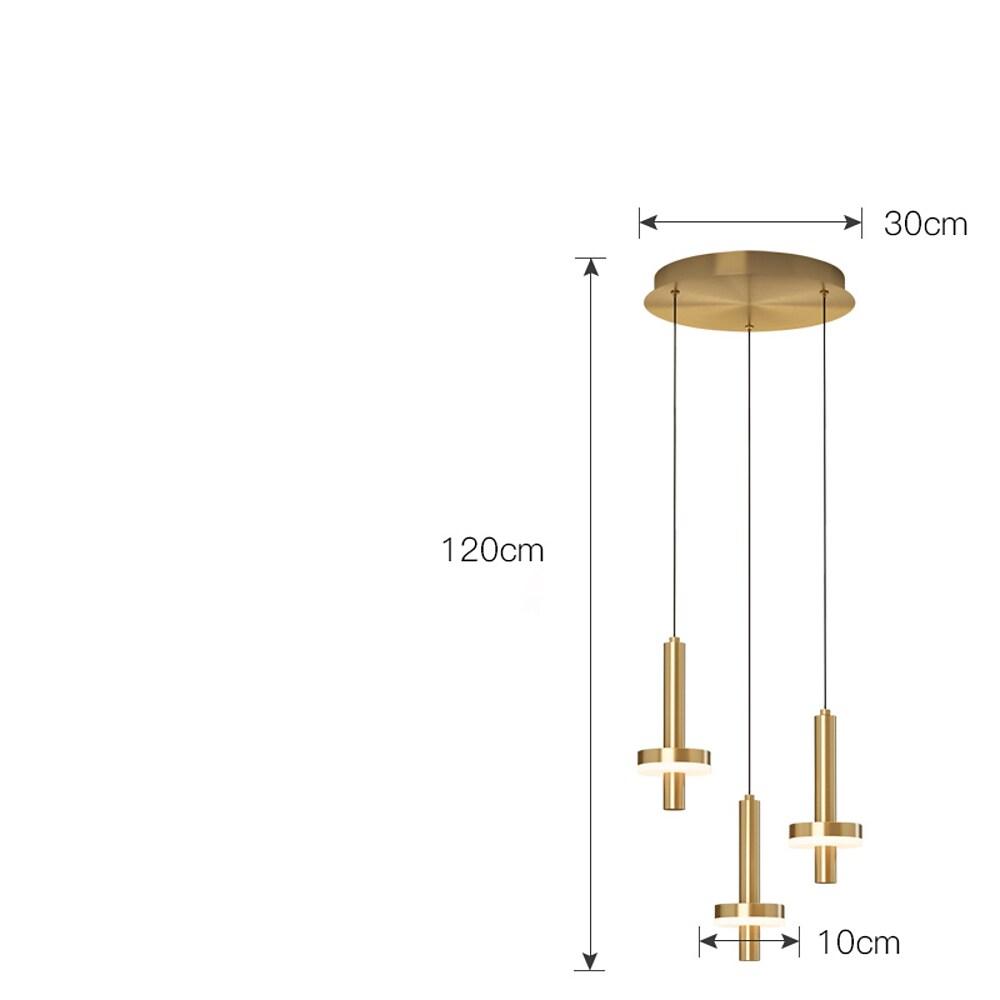 Modern Cylindrical Pendant Light Gold Copper Wood LED Fixture