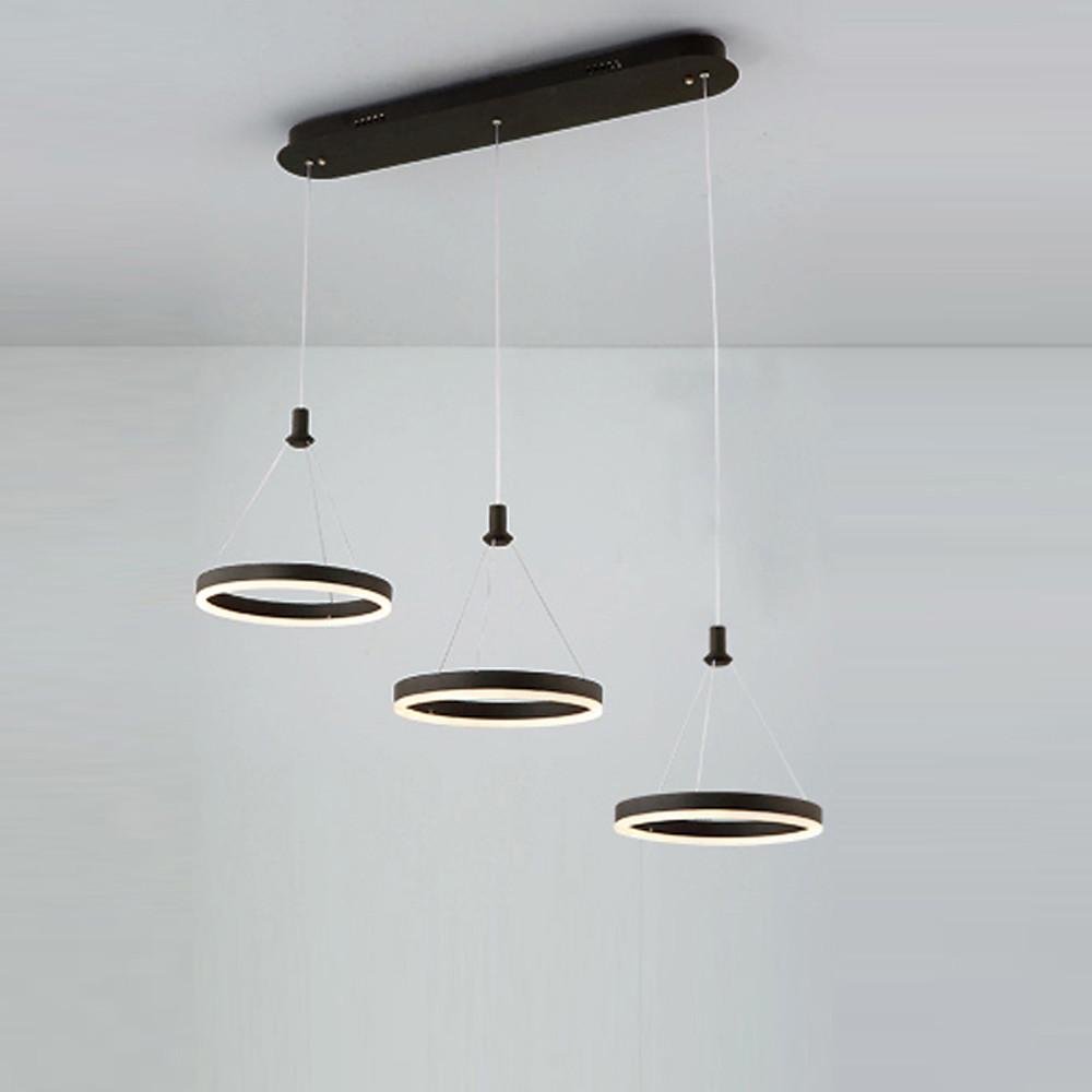 Modern 3-Ring LED Chandelier with Adjustable Suspension