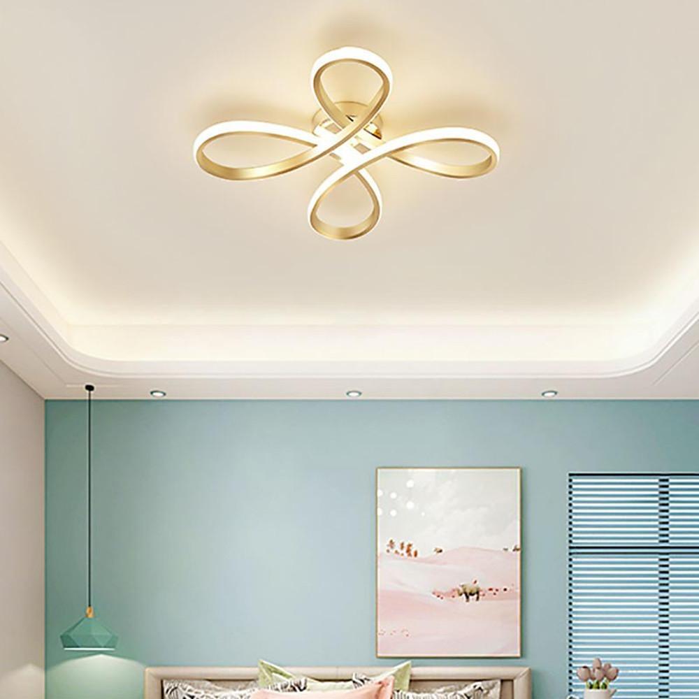 Linear Flower Shaped LED Flush Mount Ceiling Light in Gold Finish