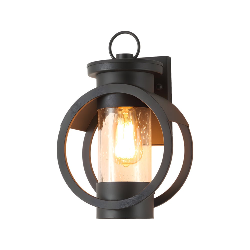 Raindrop Glass Outdoor Wall Light with LED Edison Bulb - Black