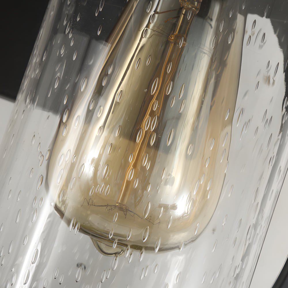 Raindrop Glass Outdoor Wall Light with LED Edison Bulb - Black