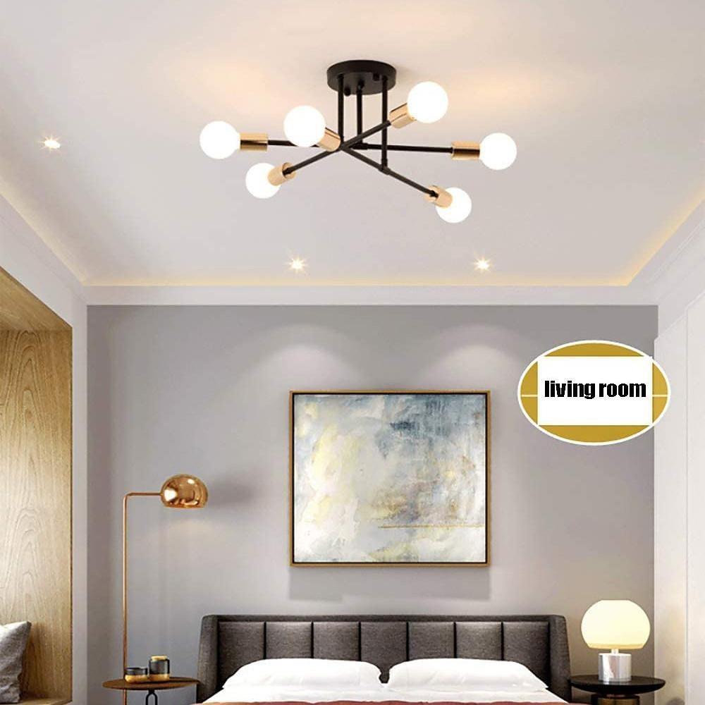 Geometric Sputnik Chandelier 6-Light Metal & Glass Ceiling Light
