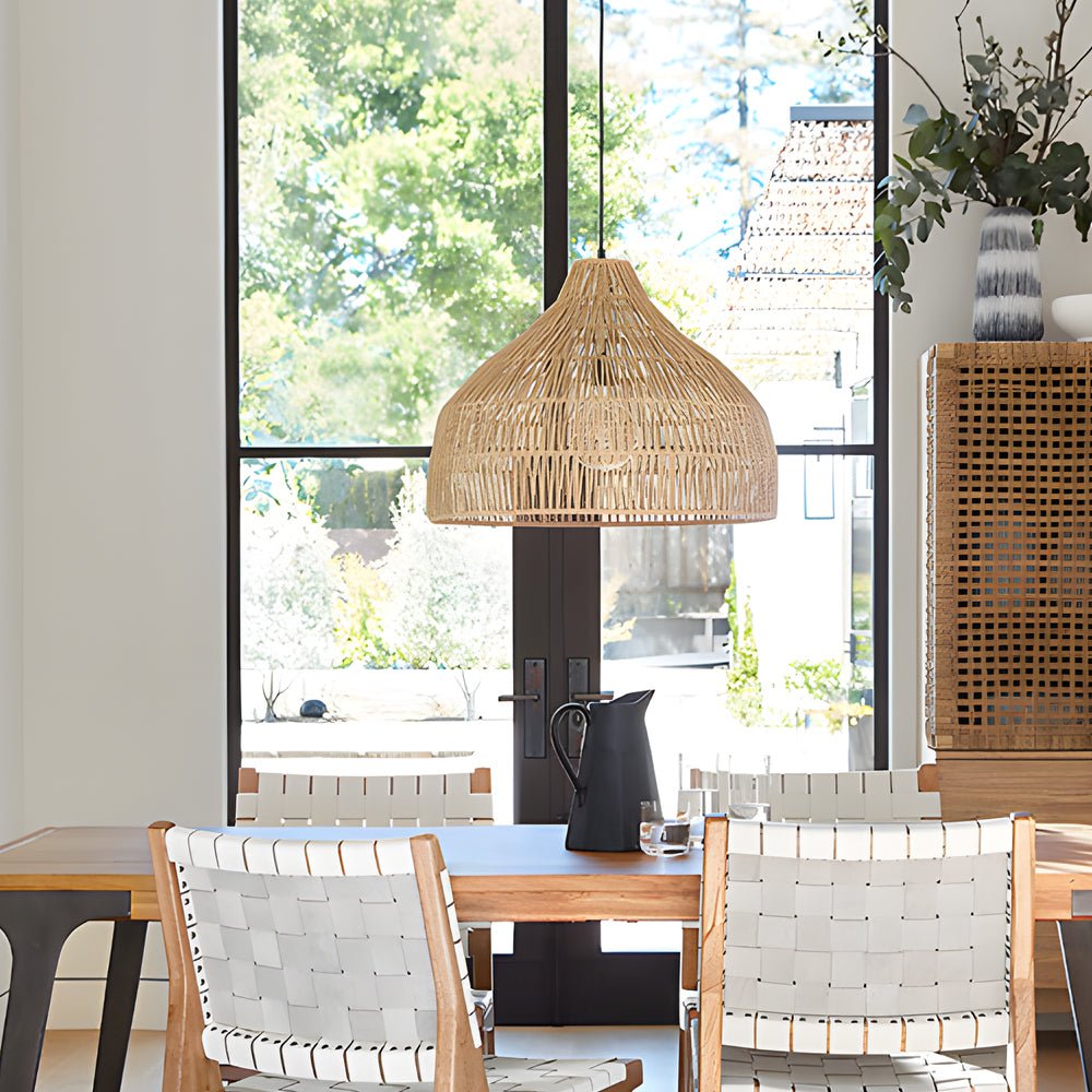 Handwoven Rattan Pendant Light – Japanese Rustic Modern Chandelier