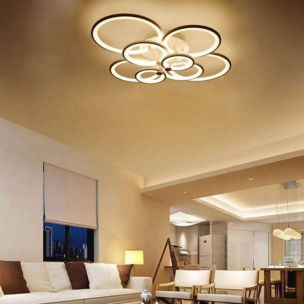 Modern Semi Flush Mount Light with Overlapping Rings - LED Ceiling
