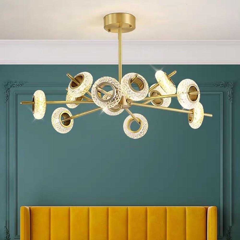 Modern Crystal Sputnik LED Chandelier Gold Electroplated Finish