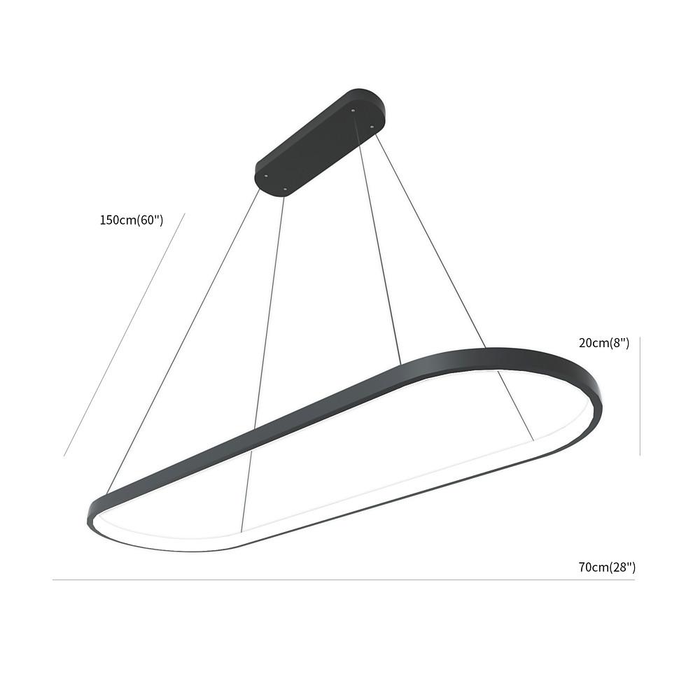 Modern Black Oval LED Pendant Light with Remote Control