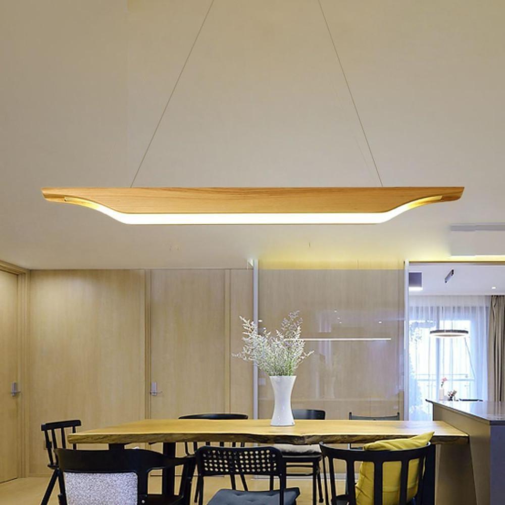 Modern Rustic Wood LED Pendant Light with Adjustable Cord