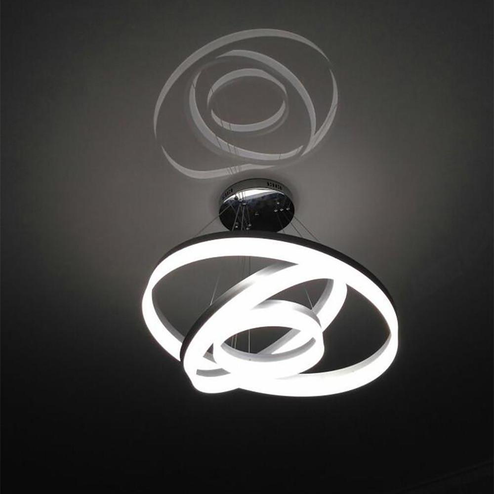 Adjustable 3-Ring Dimmable LED Chandelier Modern Pendant Light