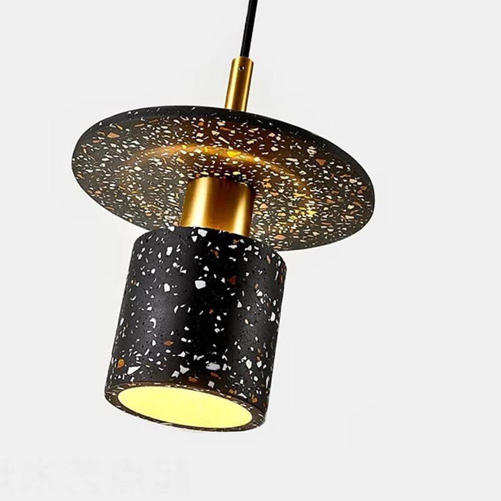 Terrazzo Cement Cylinder LED Pendant Light Modern Island Lighting