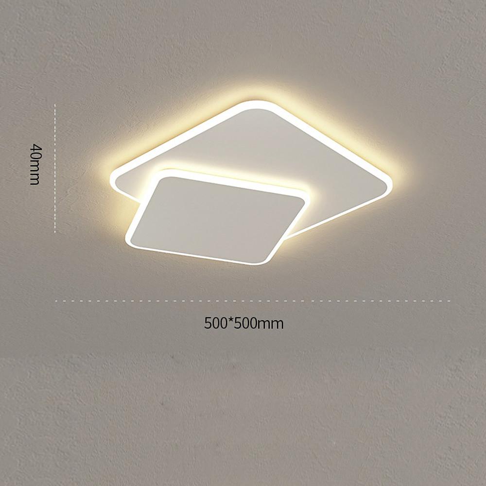 Modern White Square LED Flush Mount Ceiling Light - 2 Tier Design