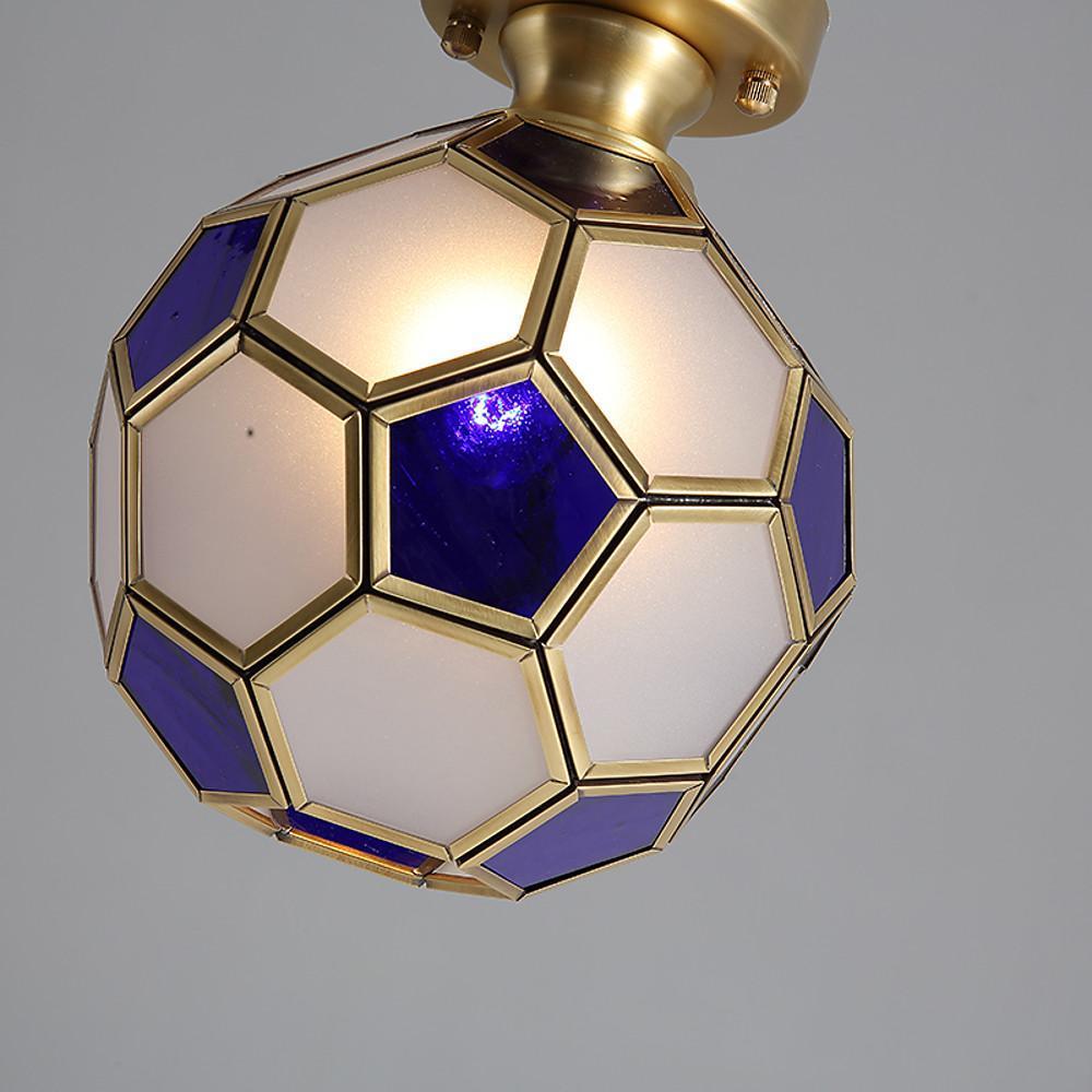 Football Flush Mount Ceiling Light Copper Glass Kids Room Lighting