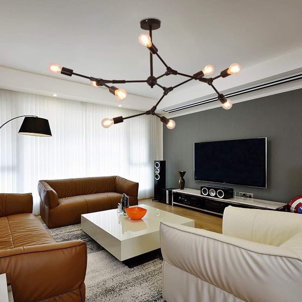 9-Light Irregular Nordic Metal Chandelier with E27 LED Socket