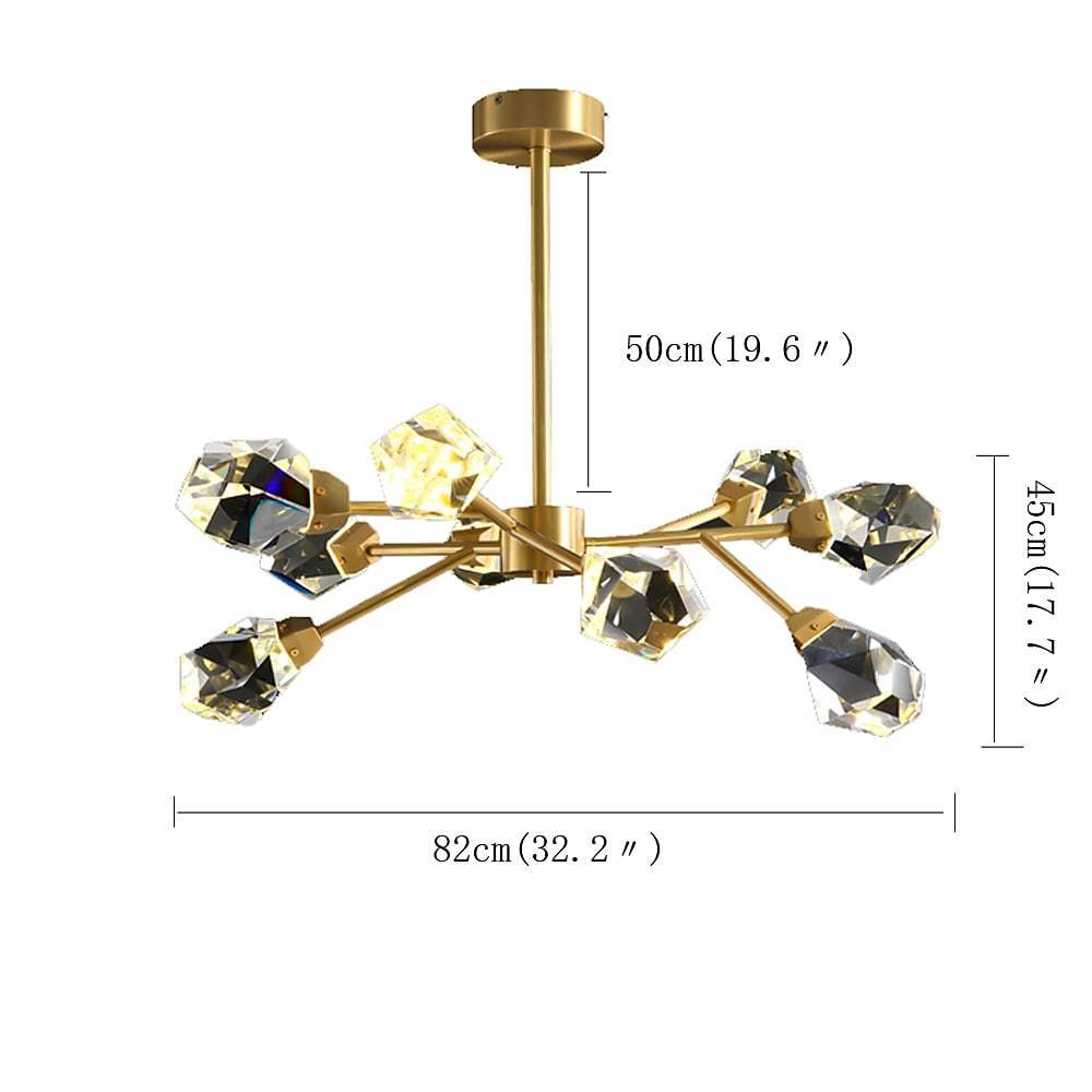 9-Light Sputnik Crystal Chandelier Gold Modern Dining Room