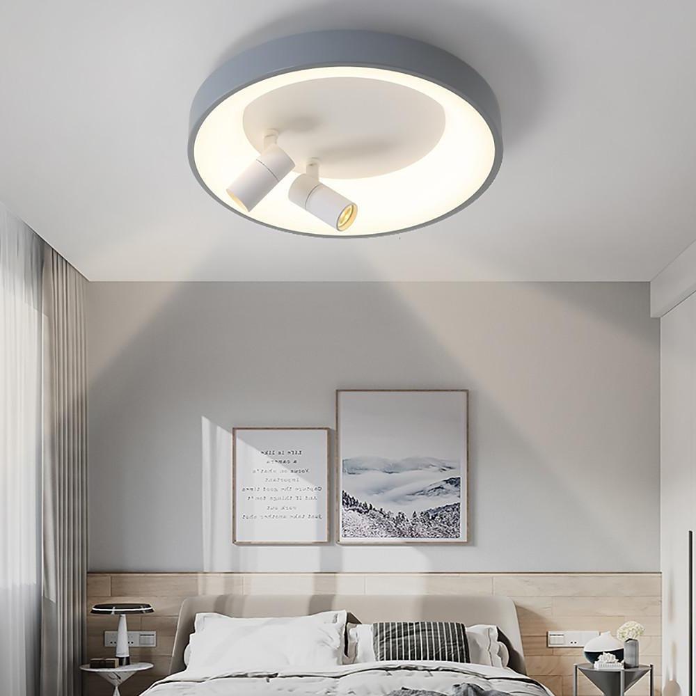 Modern LED Circle Flush Mount Light in White & Black