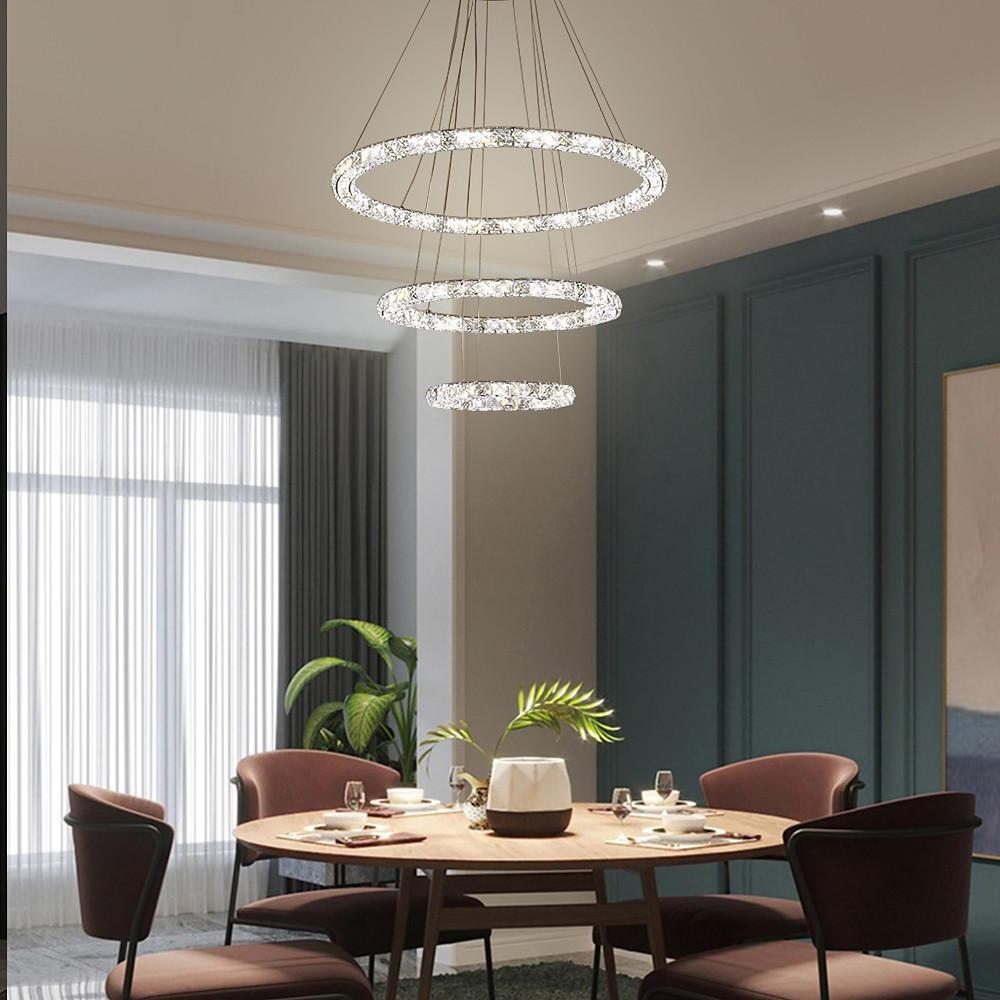Crystal Tiered Ring Chandelier LED Pendant Light Vintage Design